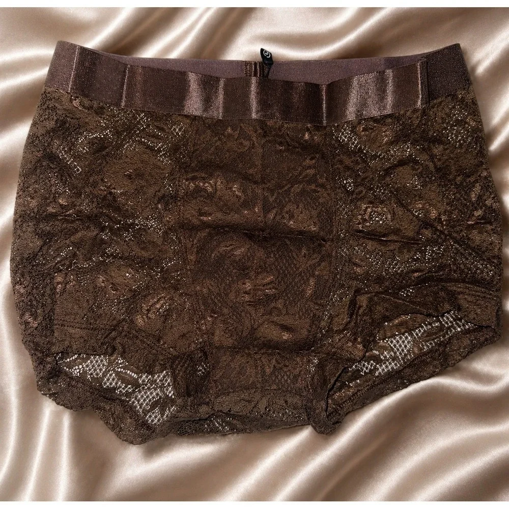 Cosabella Brown Never Say‎ Never Lace Classic Trunk Boxer Brief Size XL NEW